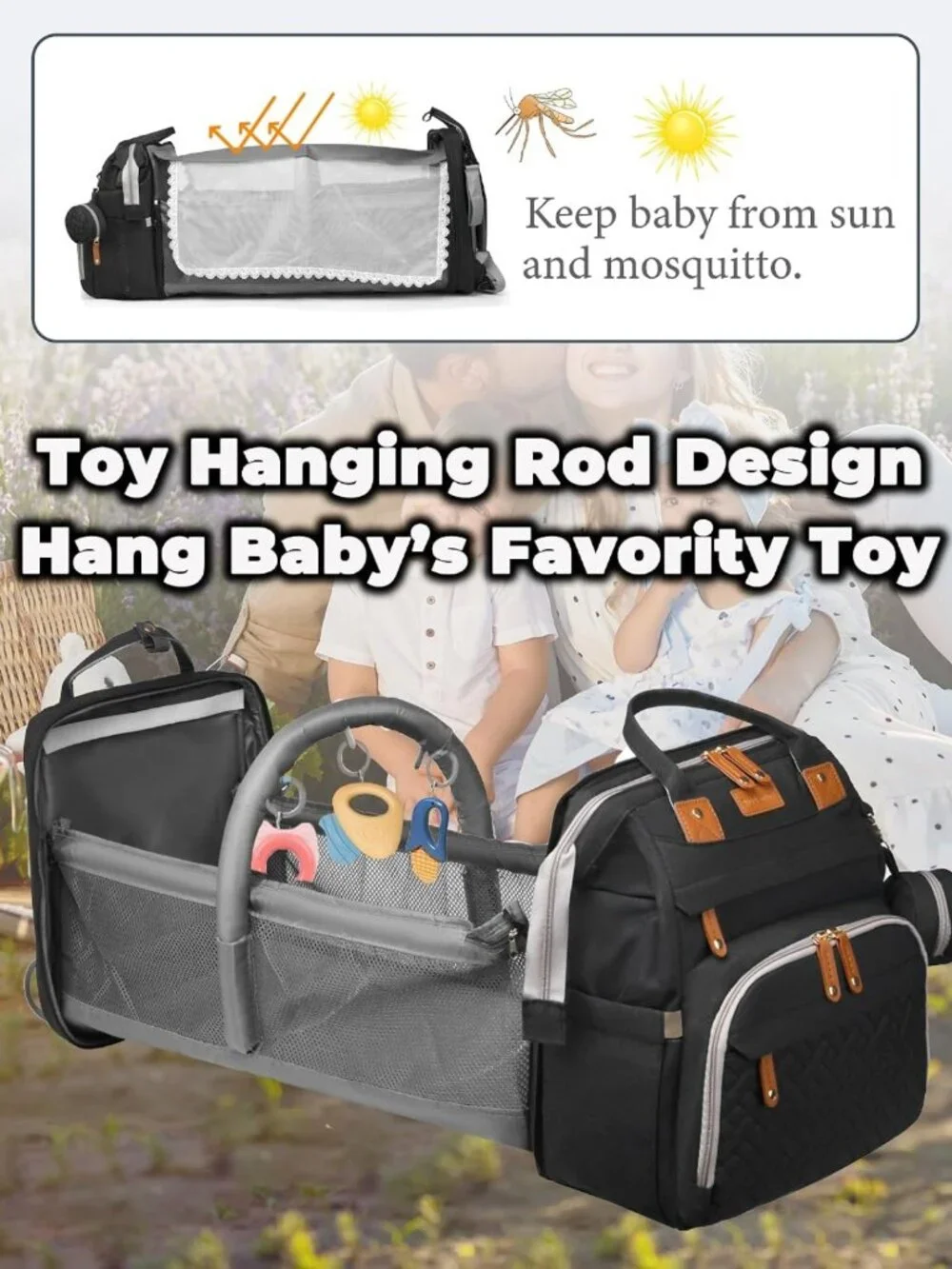 Stylish Waterproof Diaper Bag Backpack with Changing Station & USB Port, Large